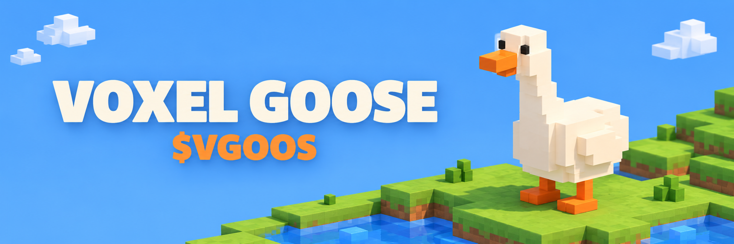 Voxel Goose in a blocky pond world under a blue sky